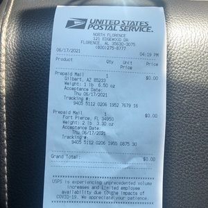 Proof of shipping 6/17